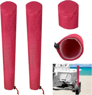 1 Pair Boat Trailer Guide Pole Pad and Cover, Red Boat Guide Pole Covers Heavy Duty 600D Oxford Cloth Foam Protector Boat Trailer Pads for Guides with Reflective Strips and Capped Ends