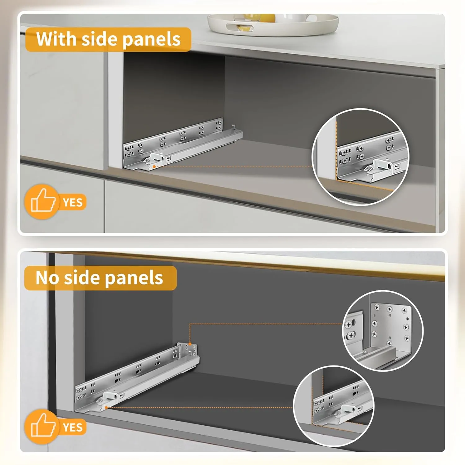 1 Pair Soft Close Drawer Slides 9 12 15 18 21 24 Inch 80 lb Capacity Full Extension Hidden Side Mount Rails with Rear mounting Bracket Locking Devices（18 inch,1 Pair）