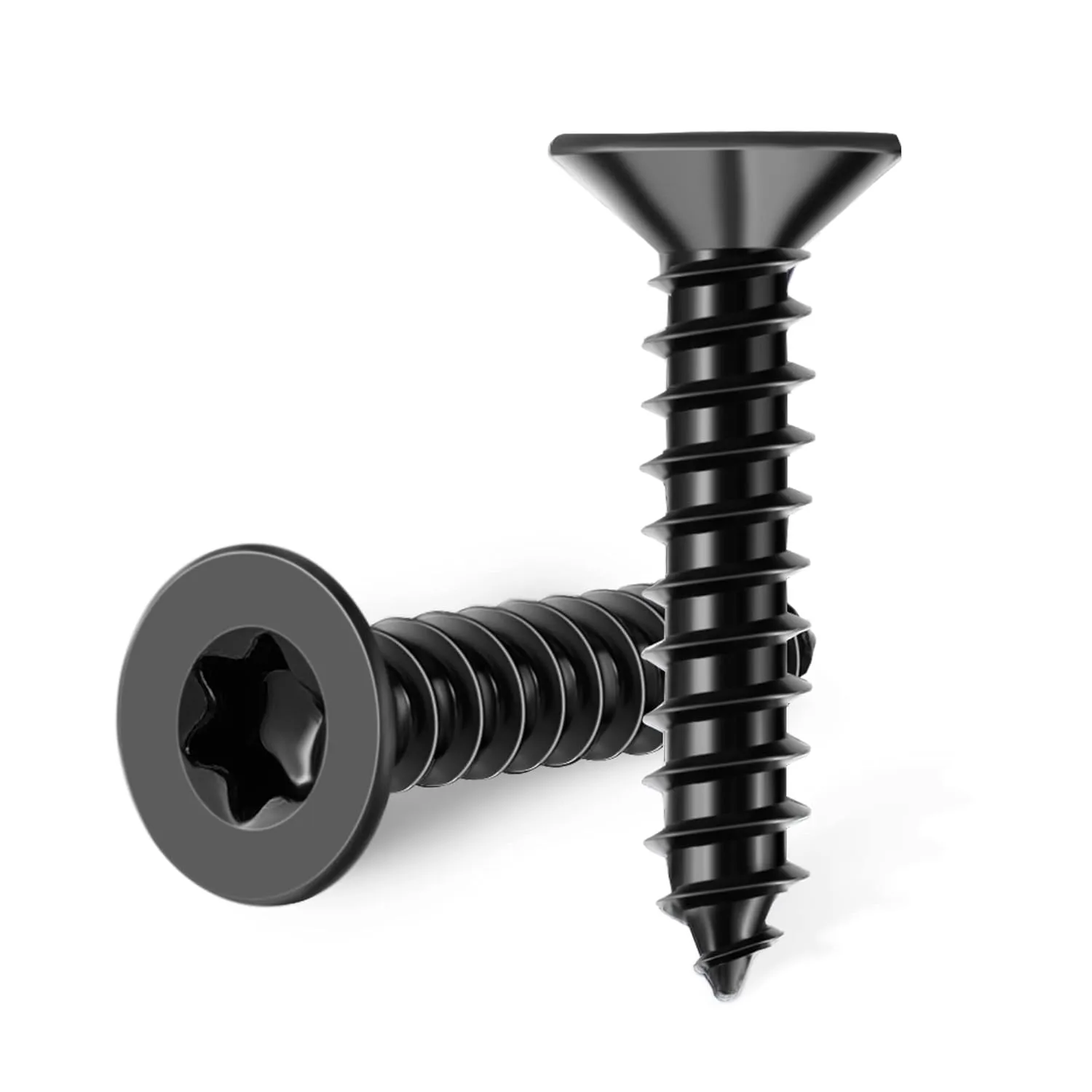 100 PCS #6 x 1-1/2" Flat Head Torx/Star Wood Screws, 18-8 (A2) Stainless Steel, Full Threaded & Black Coated for Durability, T15 Drive Bit Included, No.6 X 1-1/2" Multipurpose Screw by TPOHH