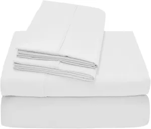 100% Pima Cotton 600 TC 4-Piece Top Split Head California King Sheets for Adjustable Beds, Designed for Sleep Number Beds- 32'' Split from The Top, 15" Deep Pocket Fit - White