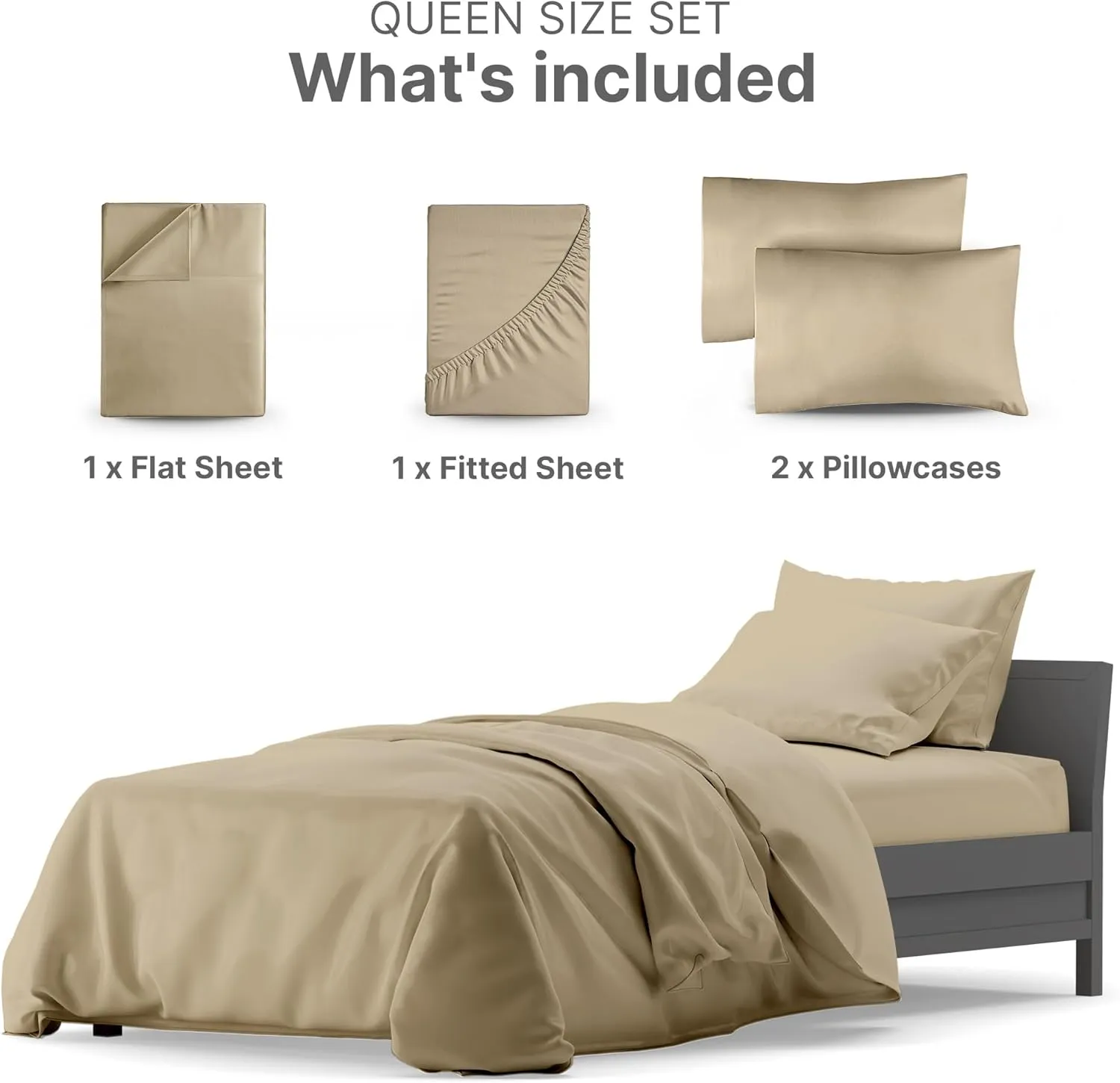 1000 Thread Count Queen Sheet Set - 100% Cotton Bed Sheets - Softer Than Egyptian Cotton - 4-Piece Cream Queen Set - Soft Sateen Weave - Hotel Luxury Bedding 16" Deep Pocket Fits up to 17" Mattresses