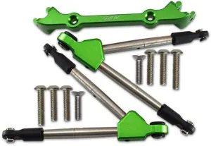 11pc Set Upgrades Aluminum Front Tie Rods with Stabilizer for C Hub TRAXXAS 1/10 RUSTLER 4X4 VXL67076-4 RC Cars by GPM (Green)