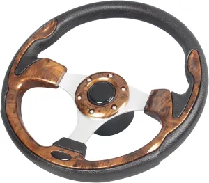 12.5" Wood Grain Boat Steering Wheel Anti-Slip ，3/4 Inch Axle Marine Steering Wheel Adapter for Seastar and Verad, etc. for Marine Boats, Vessels, Yacht, Pontoon Boat