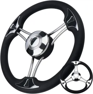 13.5" Boat Steering Wheel, Premium Stainless Steel Marine Steering Wheel with Anti-Slip Design, Universal Fit - Durable & Enhanced Control for Yachts, Bass and Pontoon Boats