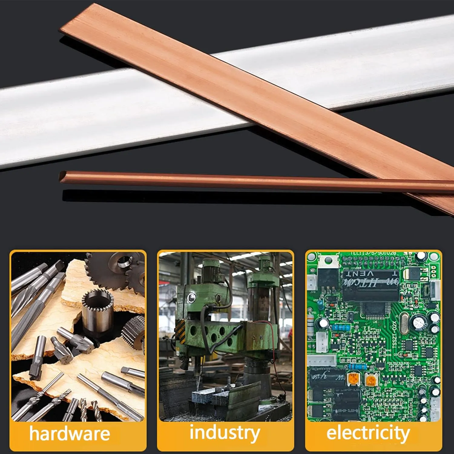 1/4" x 1" C110 Copper Flat Bar 12" Long, Copper Bus Bar