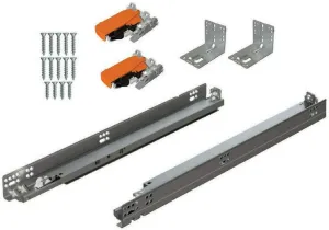 15" BLUM Tandem Set of 6 Drawer Slides Plus BLUMOTION Complete Kit. with Runners 563H, Locking Devices, Rear mounting Brackets and Screws (for face Frame or Frameless Application)