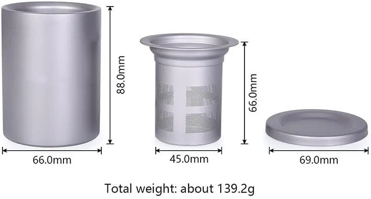 1SET Pure Titanium Double Layer Tea Cup Tea Filter Outdoor Ultra Light Portable Coffee Cup(180ml)