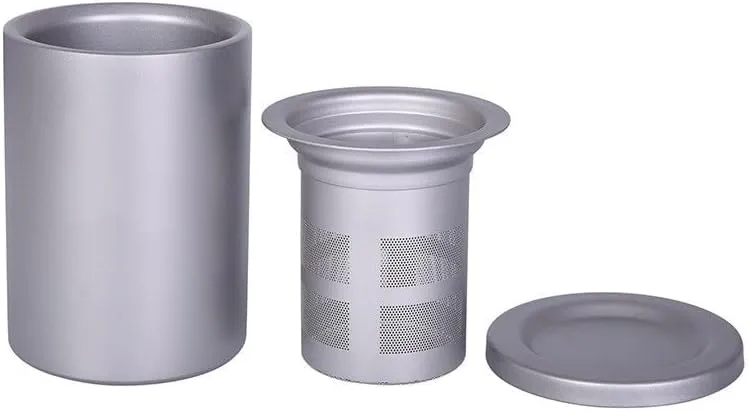1SET Pure Titanium Double Layer Tea Cup Tea Filter Outdoor Ultra Light Portable Coffee Cup(180ml)