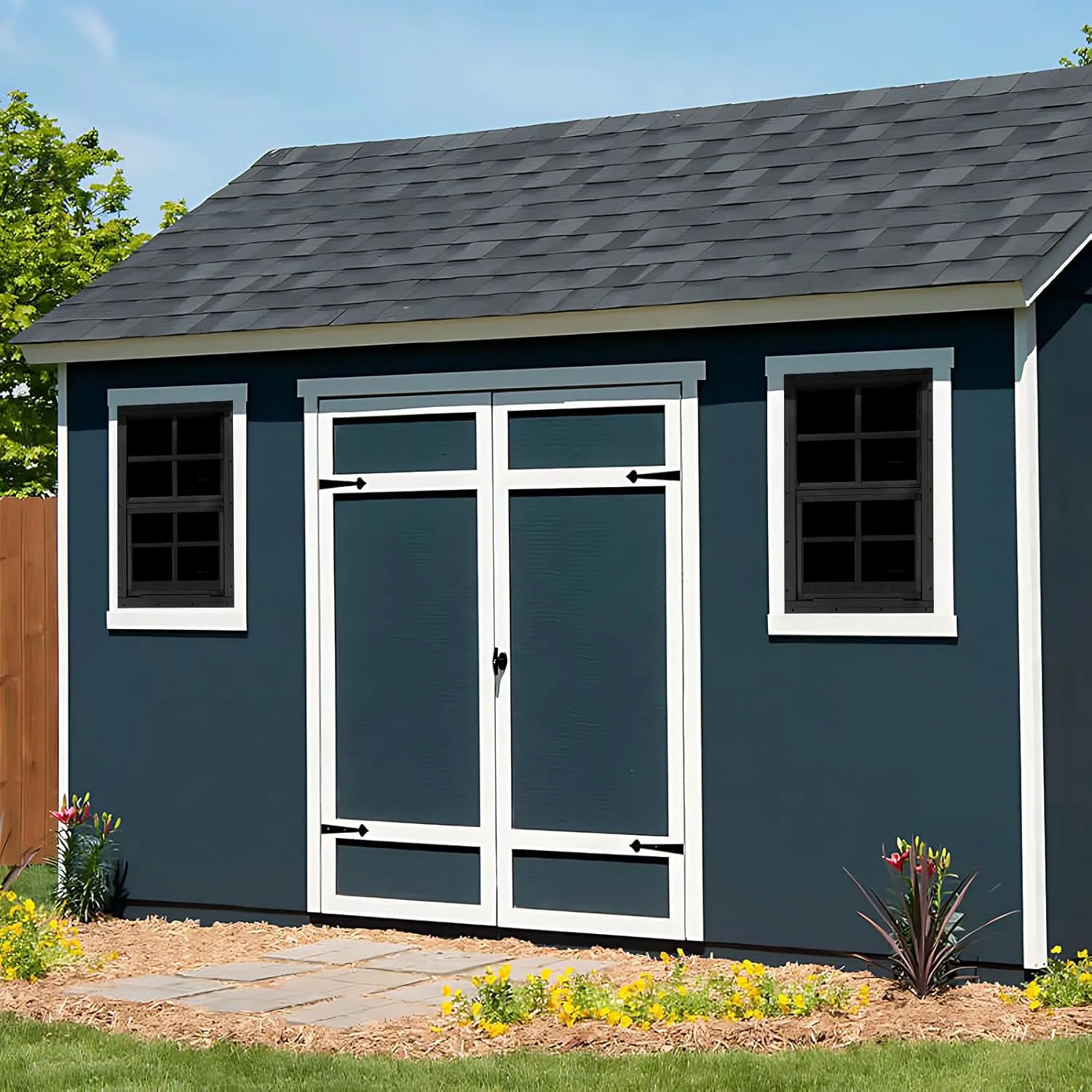 2 Pack 12" x 18" Black Shed Window with Tempered Glass and Fiberglass Screen Household Sliding Windows with Screws for Shed, Chicken Coop, Playhouse, Garage and Barns