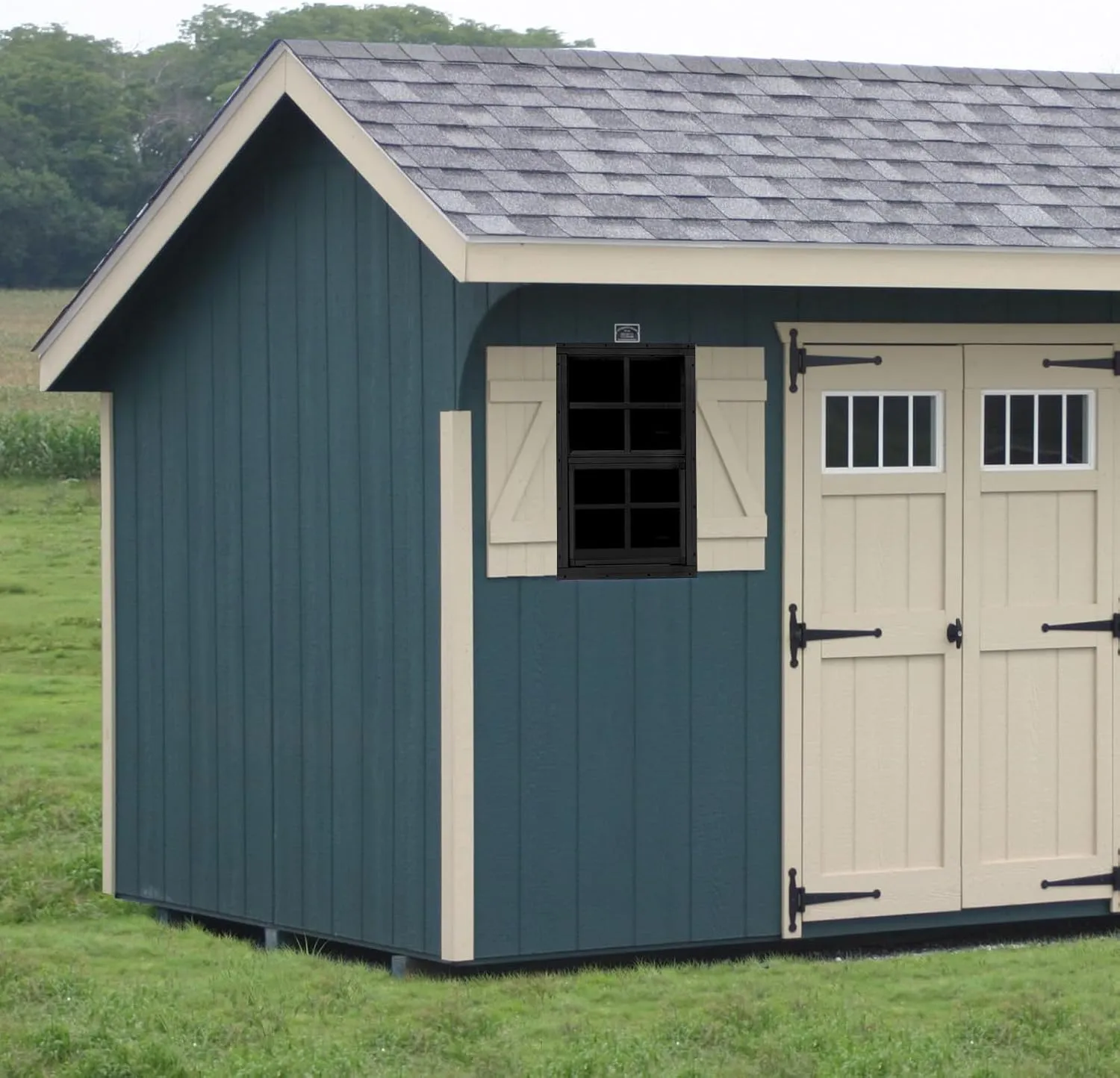 2 Pack 12" x 18" Black Shed Window with Tempered Glass and Fiberglass Screen Household Sliding Windows with Screws for Shed, Chicken Coop, Playhouse, Garage and Barns