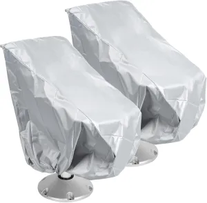 2 Pack Boat Seat Covers, 420D Pontoon Captain Chair Cover Waterproof, Pedestal Bench Seat Cover UV Resistant, Silver Oxford Fabric Helm Chair Protective Covers
