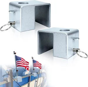 2 Pcs Pontoon Boat Flag Pole Holder Mount for 0.9 inches Flag Pole and 1.4 inches Square Rails ONLY, Heavy Duty Pontoon Boat Square Rail Mount, Pontoon Boat Accessories