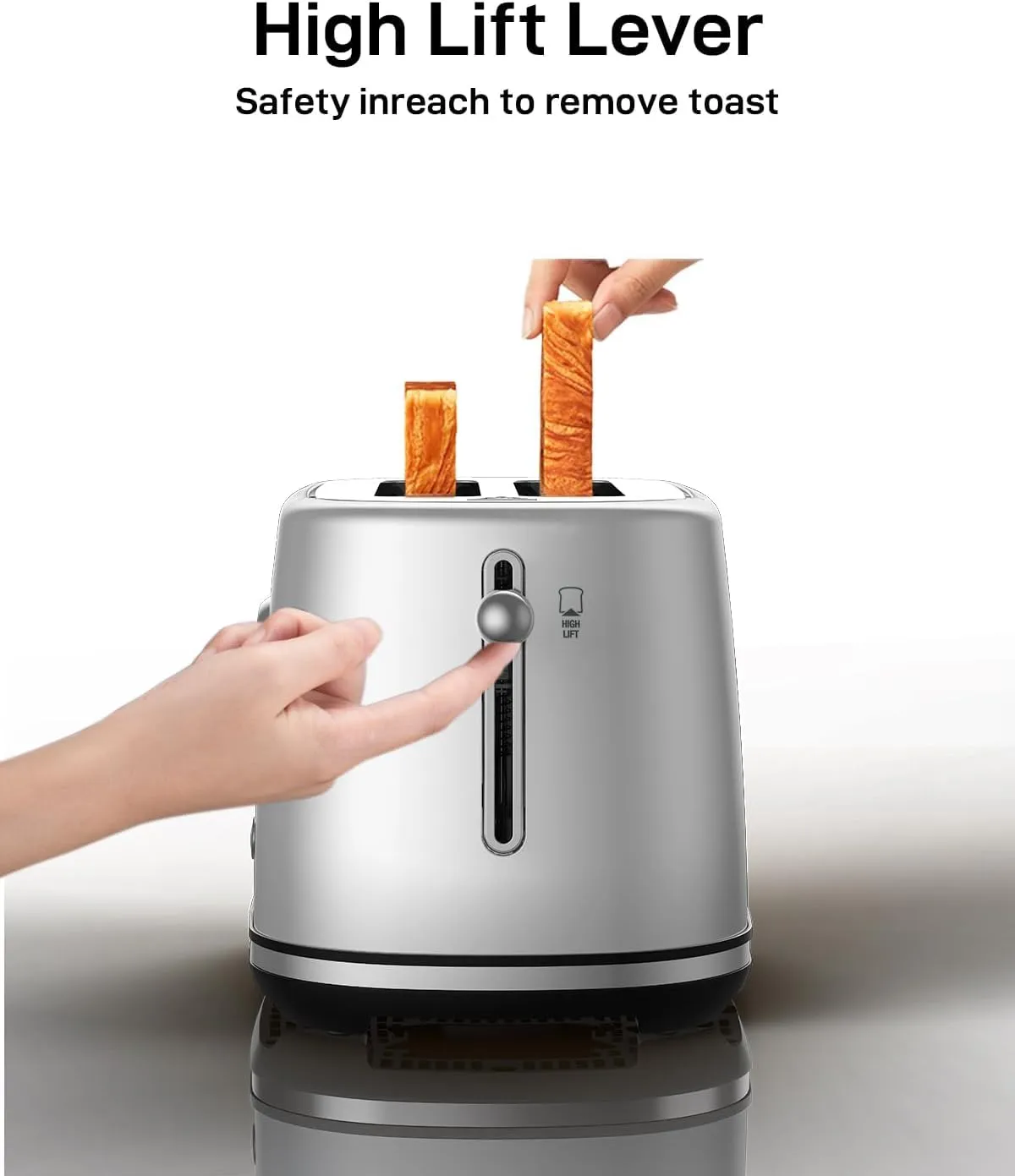 2 Slice Toaster, Wide Slots, Auto Shutoff, 6 Shade Dial. Perfect for Fruit Bread, Bagels, Waffles, Lift & Look and Frozen Options, Easy Clean Crumb Tray, Gray