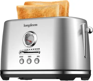 2 Slice Toaster, Wide Slots, Auto Shutoff, 6 Shade Dial. Perfect for Fruit Bread, Bagels, Waffles, Lift & Look and Frozen Options, Easy Clean Crumb Tray, Gray