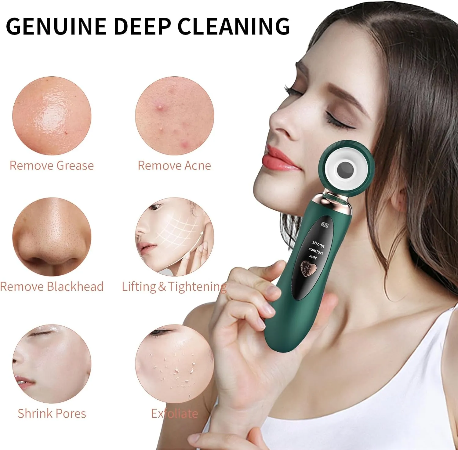 2025 Blackhead Remover Pore Vacuum, Visual Rechargeable Blackhead Vacuum Facial Pore Cleaner-3 Suction Power,3 Probes,USB Kit Electric Acne Extractor Tool for Adult (Green)
