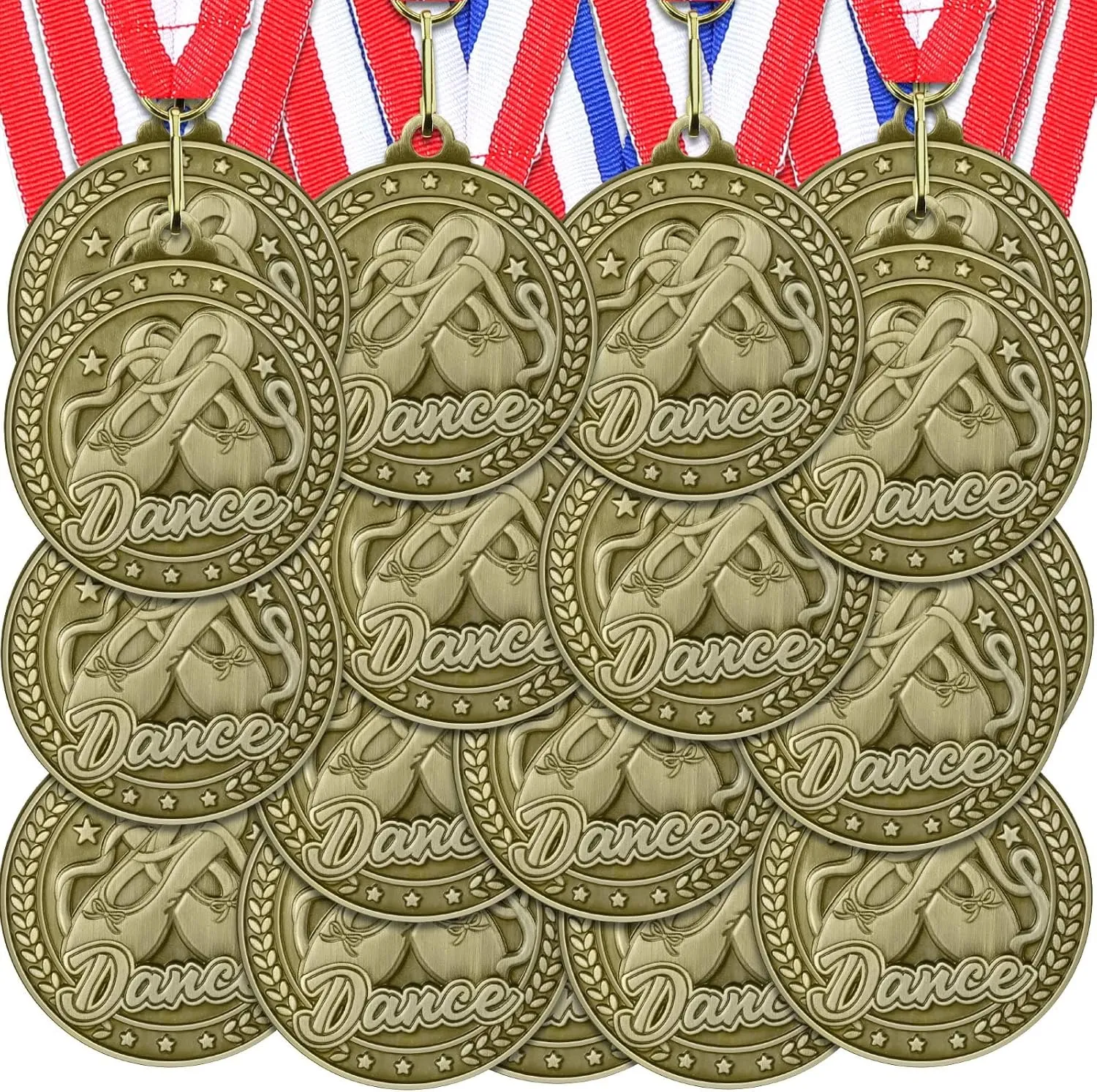24 Pcs Dance Award Medals with Neck Ribbons Dance Trophy Ballet Competitions Award Prize Ballet Party Winner Gift for Dancers