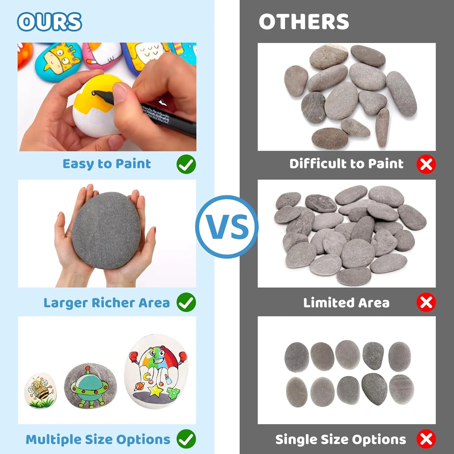26PCS Large Painting Rocks, Natural River Rocks, 2-3 Inches Flat Rocks for Painting, Rock Painting for Kids, Stones for Arts & Crafting