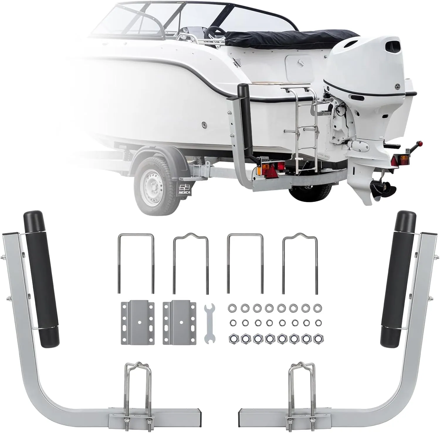 2PCS Rustproof Galvanized Steel Trailer Guide, Boat Trailer Guide, 20.5" Adjustable Design Trailer Guide Poles, Heavy Duty Roller Guide, for Ski Boat, Fishing Boat