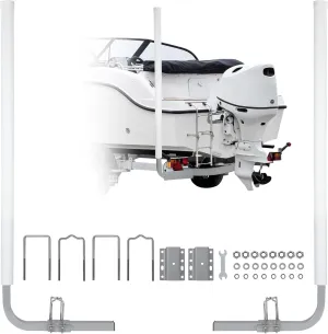 2PCS Rustproof Galvanized Steel Trailer Guide, Boat Trailer Guide, 40"- 60" Adjustable Design Trailer Guide Poles, Trailer Guides with PVC Pipes