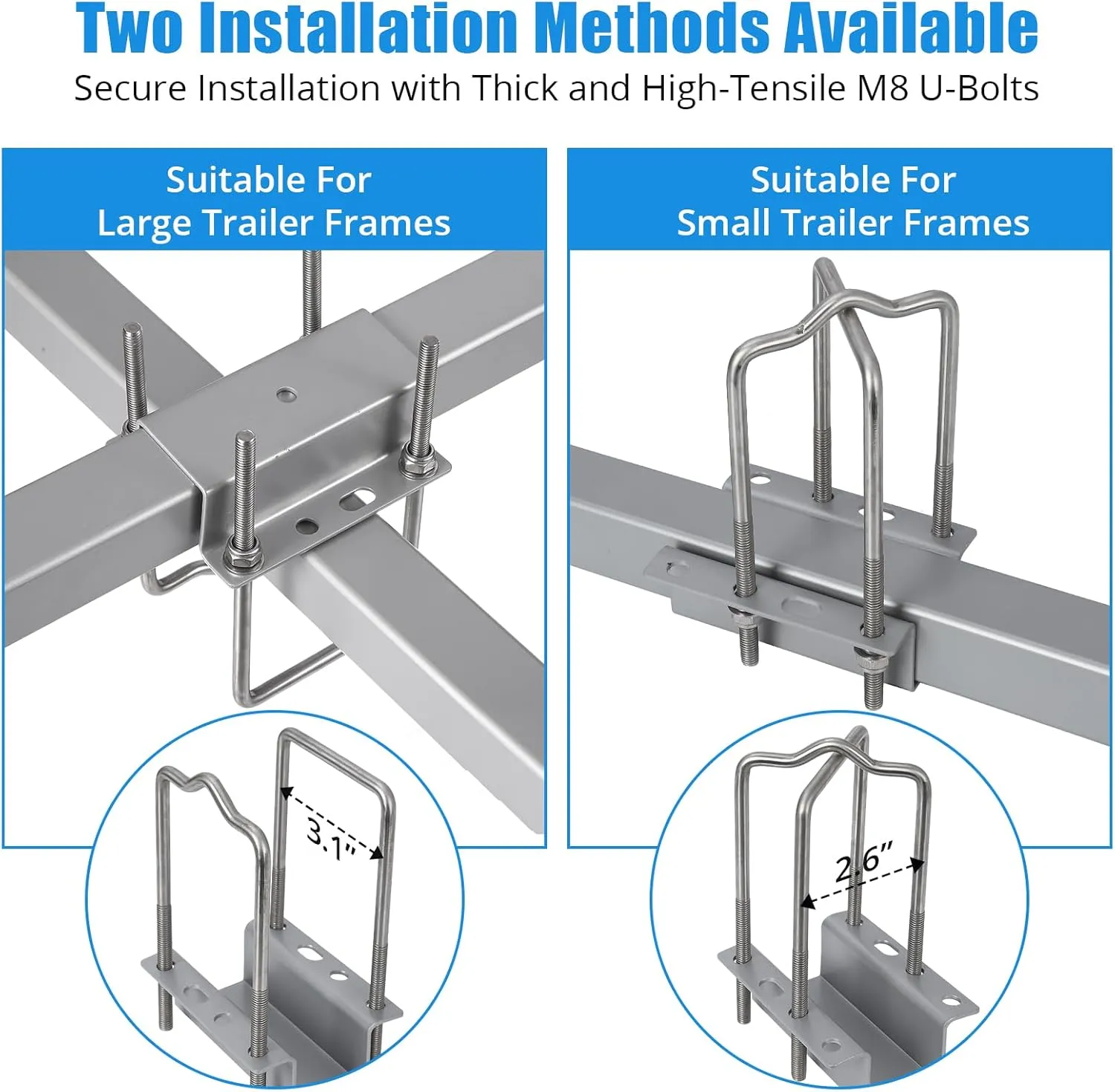 2PCS Rustproof Galvanized Steel Trailer Guide, Boat Trailer Guide, 40"- 60" Adjustable Design Trailer Guide Poles, Trailer Guides with PVC Pipes