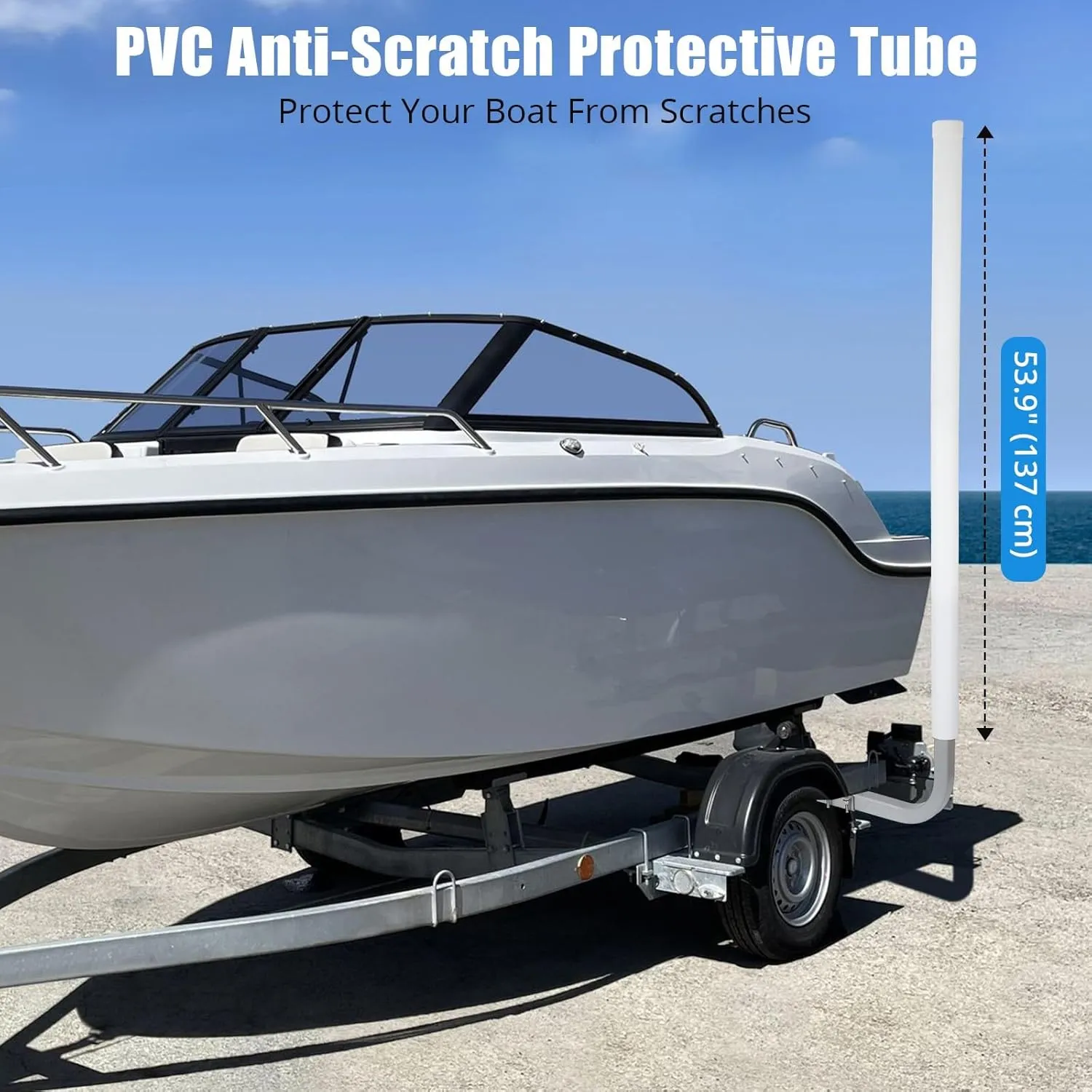 2PCS Rustproof Galvanized Steel Trailer Guide, Boat Trailer Guide, 40"- 60" Adjustable Design Trailer Guide Poles, Trailer Guides with PVC Pipes