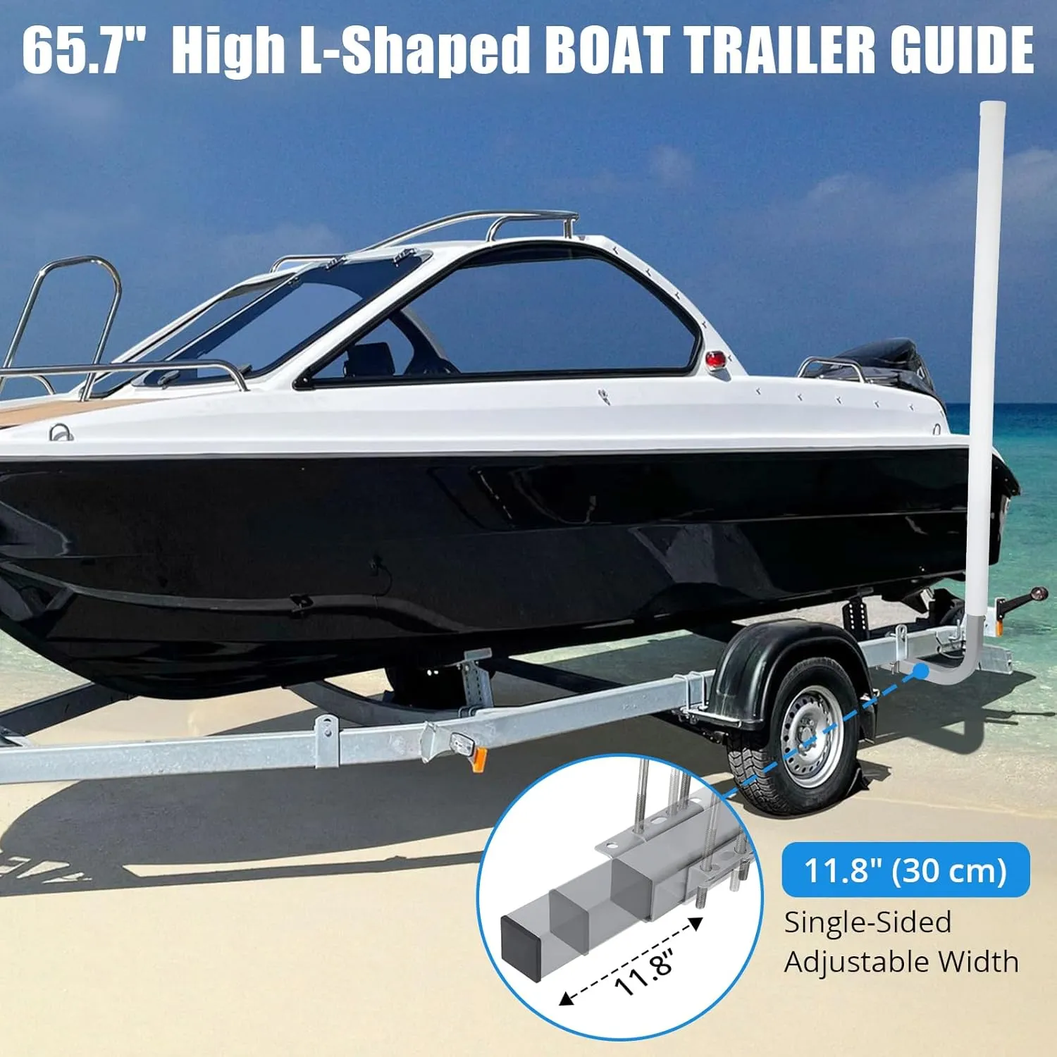 2PCS Rustproof Galvanized Steel Trailer Guide, Boat Trailer Guide, 40"- 60" Adjustable Design Trailer Guide Poles, Trailer Guides with PVC Pipes
