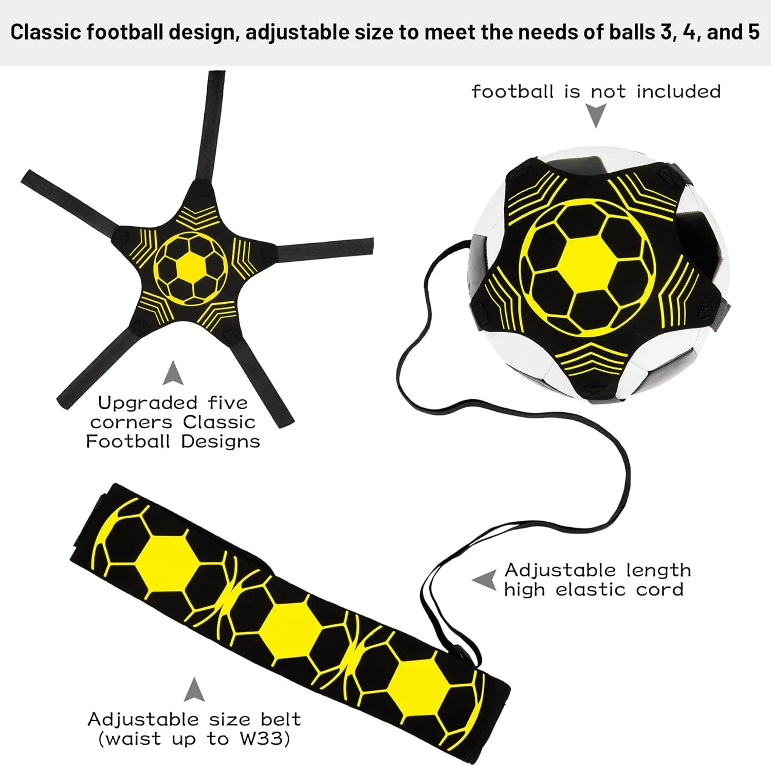 2PCS Soccer Ball Net Soccer Training Equipment, Football Kick Throw Solo Practice Training Aid, Upgrade Soccer Nets for Kids Youth Adults for Ball Size 3, 4, 5