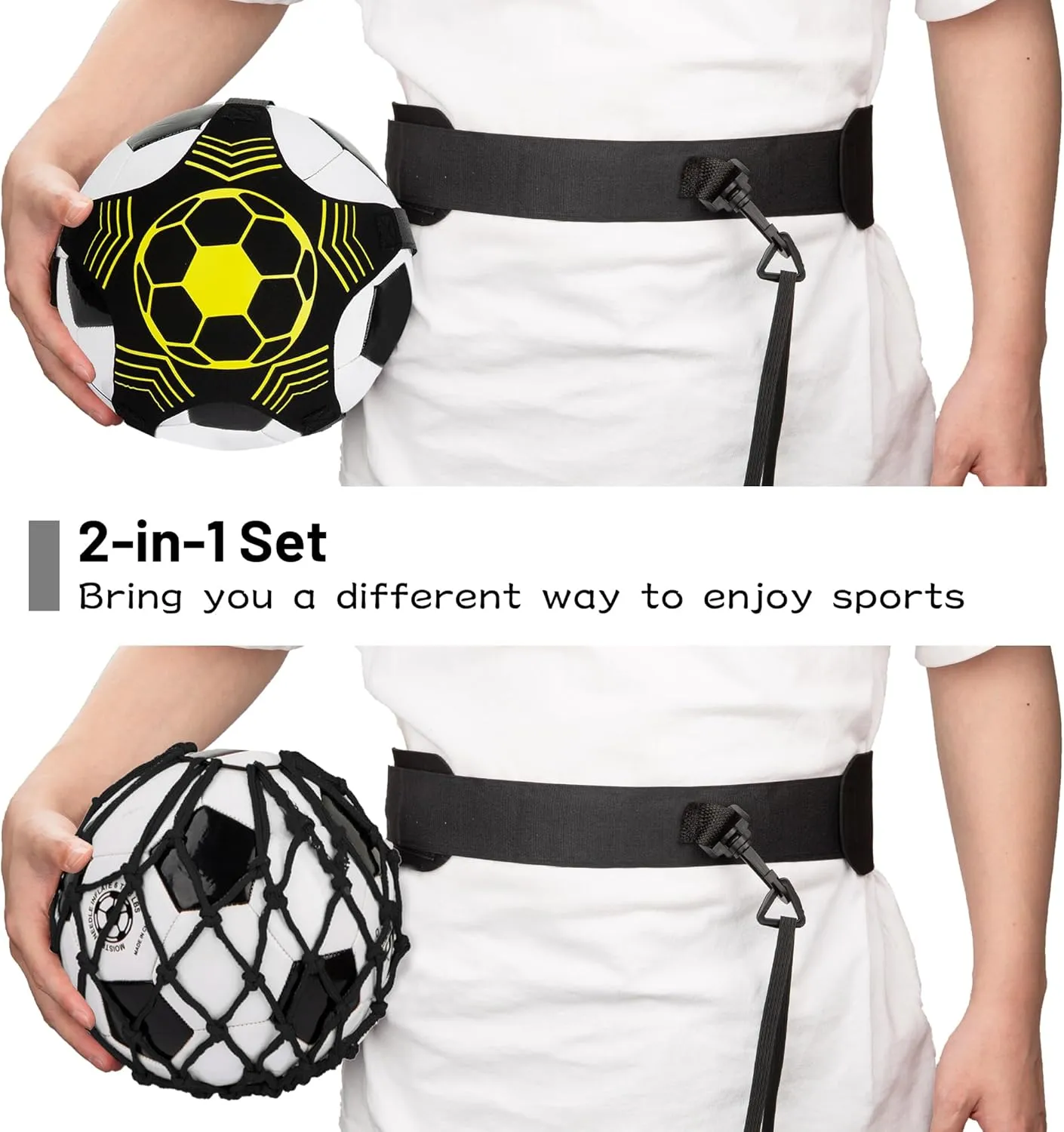 2PCS Soccer Ball Net Soccer Training Equipment, Football Kick Throw Solo Practice Training Aid, Upgrade Soccer Nets for Kids Youth Adults for Ball Size 3, 4, 5
