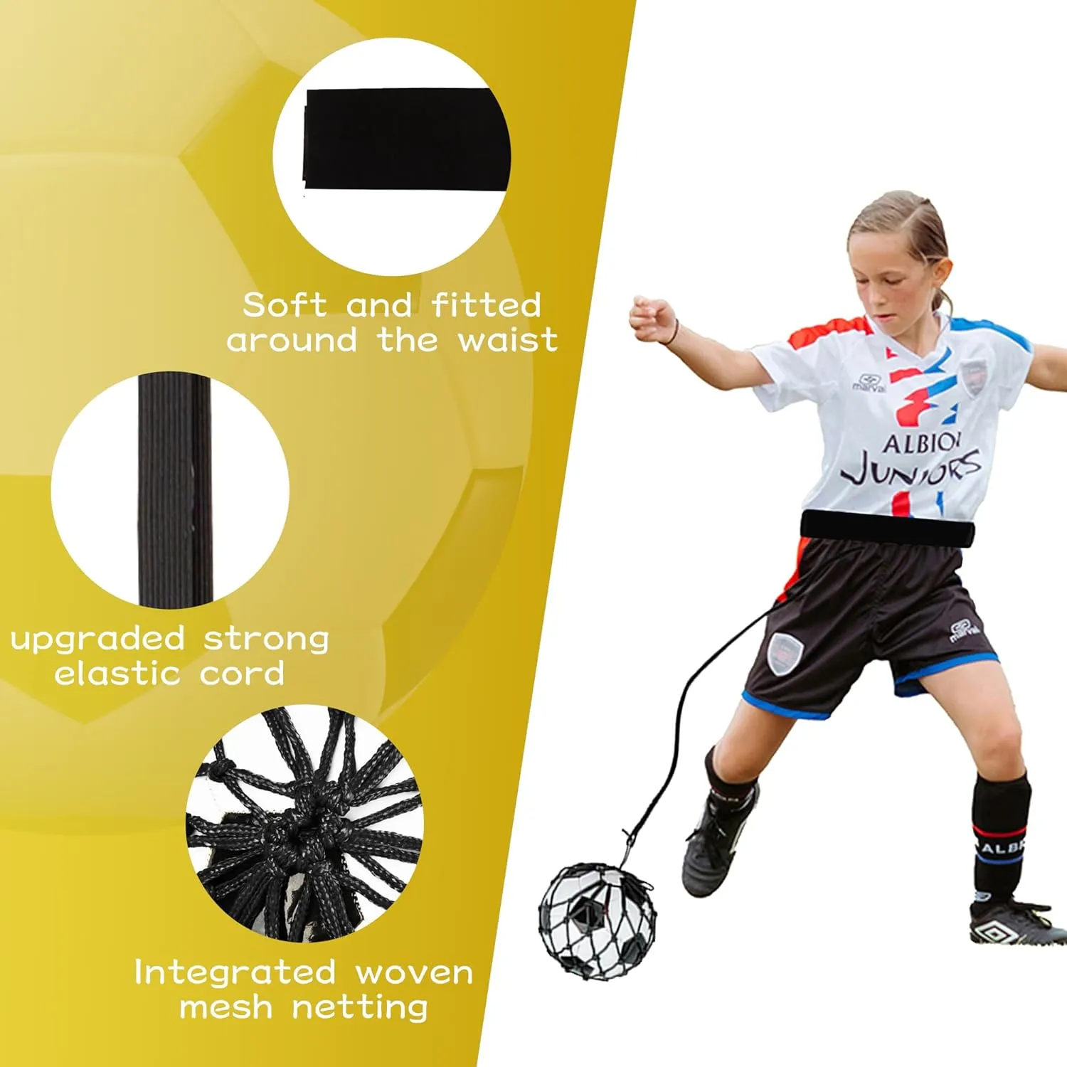 2PCS Soccer Ball Net Soccer Training Equipment, Football Kick Throw Solo Practice Training Aid, Upgrade Soccer Nets for Kids Youth Adults for Ball Size 3, 4, 5