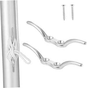 2Pcs Stainless Steel with Screws Durable Cleats for Boating Accessories Multipurpose Anchoring System for Home Decor and Use