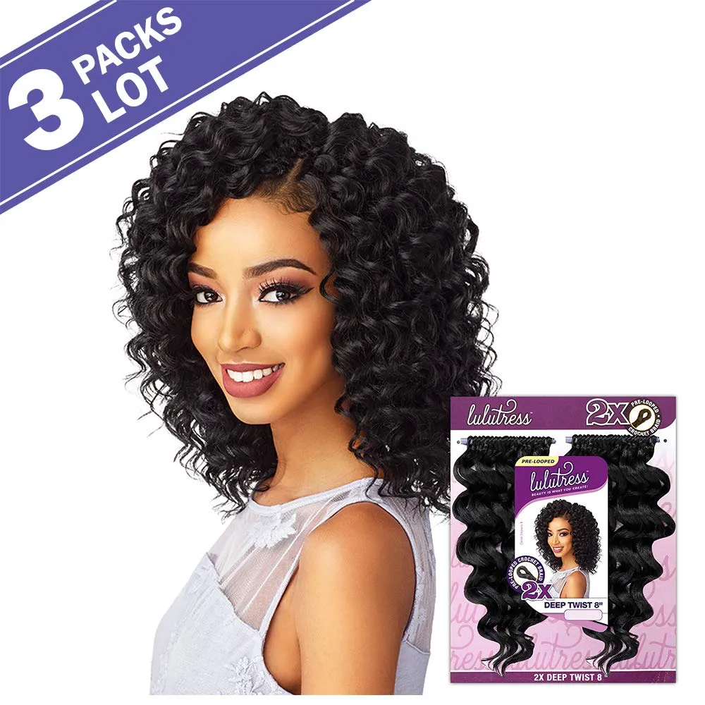 3 PACKS/LOT Sensationnel Synthetic Hair Crochet Braids Lulutress 2X Deep Twist 8" (1)