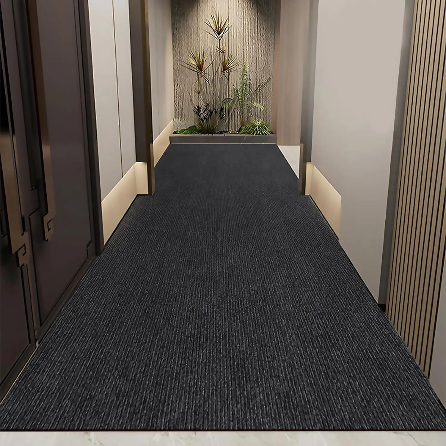 3' x 10' High Traffic Guard Doormat, Commercial Grade Door Floor Mat Striped Brush Step Entrance Mat with Rubber Backing, Low Profile Commercial Rugs for Entryway, Easy to Clean(Jet Black)