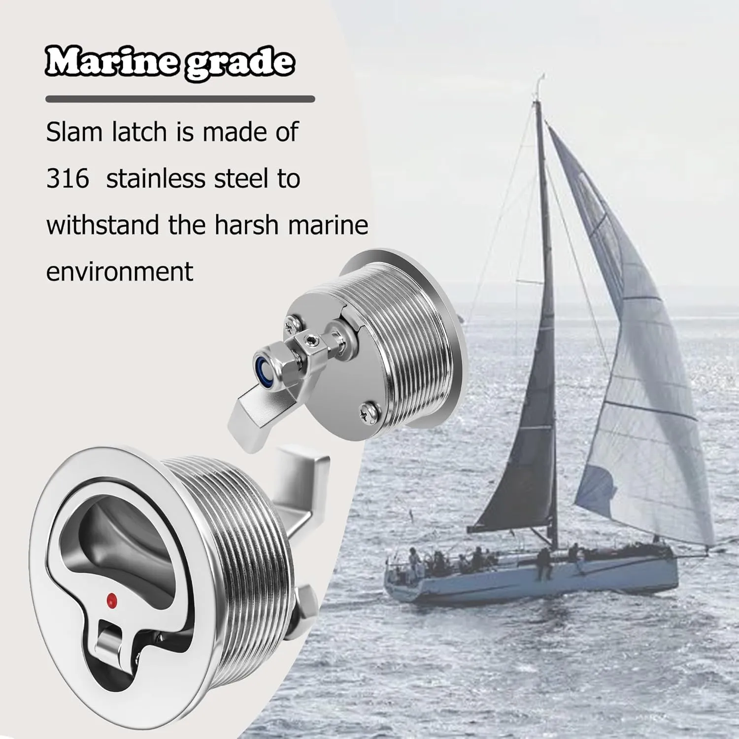 316 Stainless Steel Boat Cam Latch 2-1/2",Marine Grade O-Handle Latch, Locking Latch, Fits 2-1/2" Hole Mount Latch