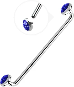 316L Surgical Steel 14G Internally Threaded 32mm 28mm 25mm 22mm 19mm 16mm Staple Surface Barbell With 5mm Titanium Tops Flat Bezel Set Ferido Multi Gems Surface Tragus Piercing Jewelry