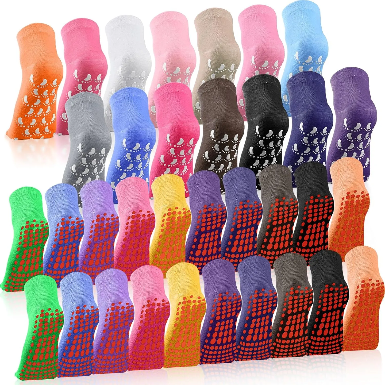 34 Pairs Non Slip Socks Yoga Socks with Grippers Non Skid Hospital Grip for Men Women Pilates Barre