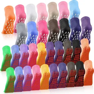 34 Pairs Non Slip Socks Yoga Socks with Grippers Non Skid Hospital Grip for Men Women Pilates Barre