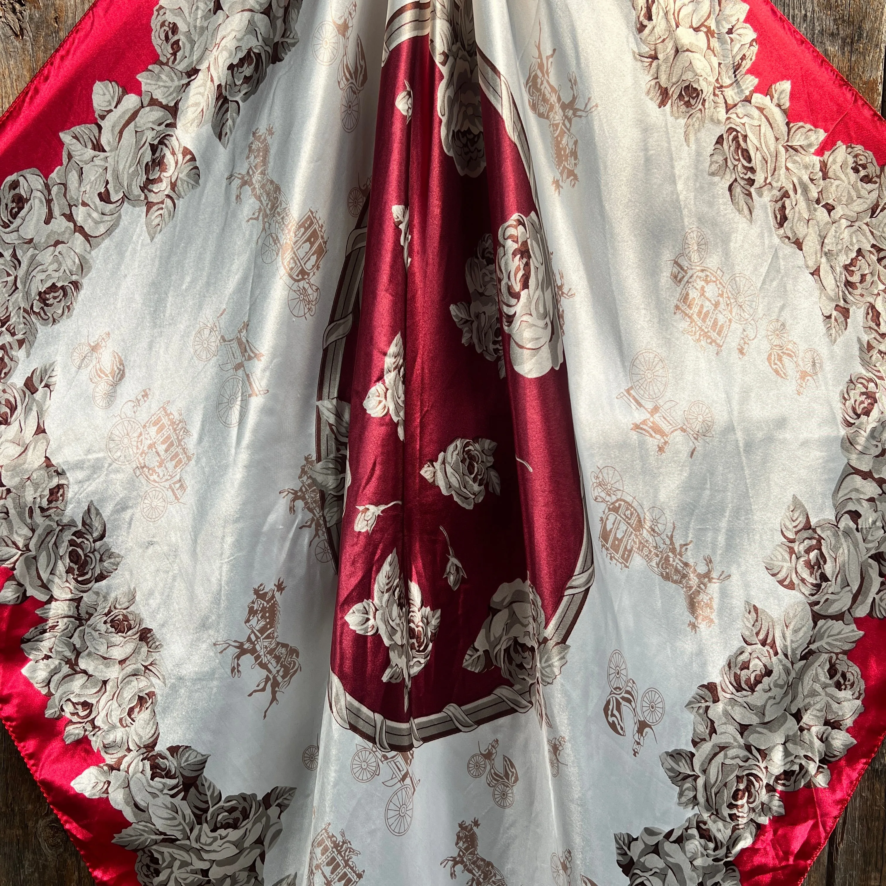 35X35" Red & Wine Floral Wild Rag / Scarf - W110L Slide WRC592B