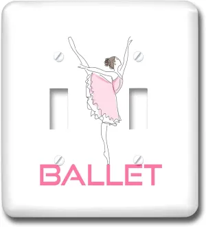 3dRose Alexis Design - Dance - Beautiful young ballerina dances on the pink word BALLET. Chic gift - double toggle switch (lsp_300508_2)