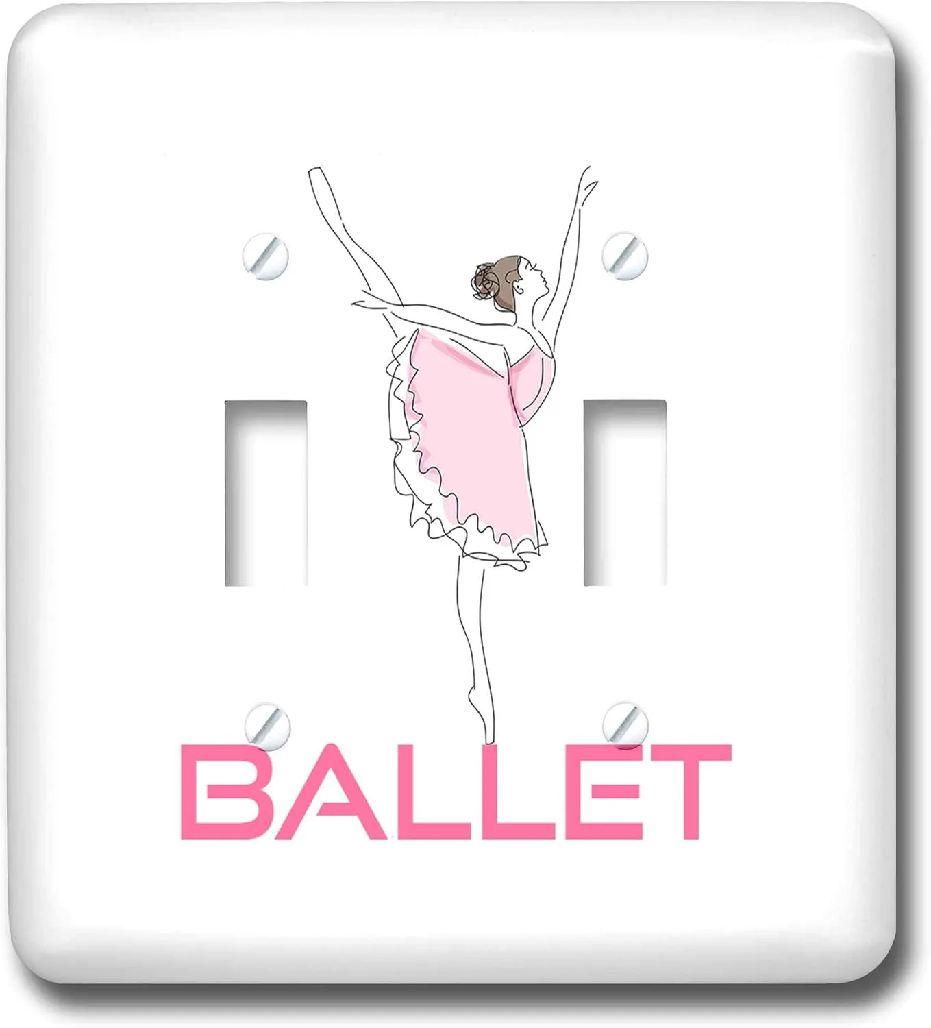 3dRose Alexis Design - Dance - Beautiful young ballerina dances on the pink word BALLET. Chic gift - double toggle switch (lsp_300508_2)