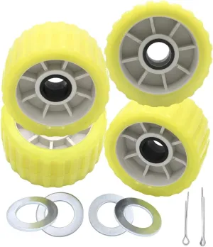 3" Width x 5" OD Boat Trailer Rollers Poly Ribbed Wobble Mounting Hole Diameter 1-1/8"
