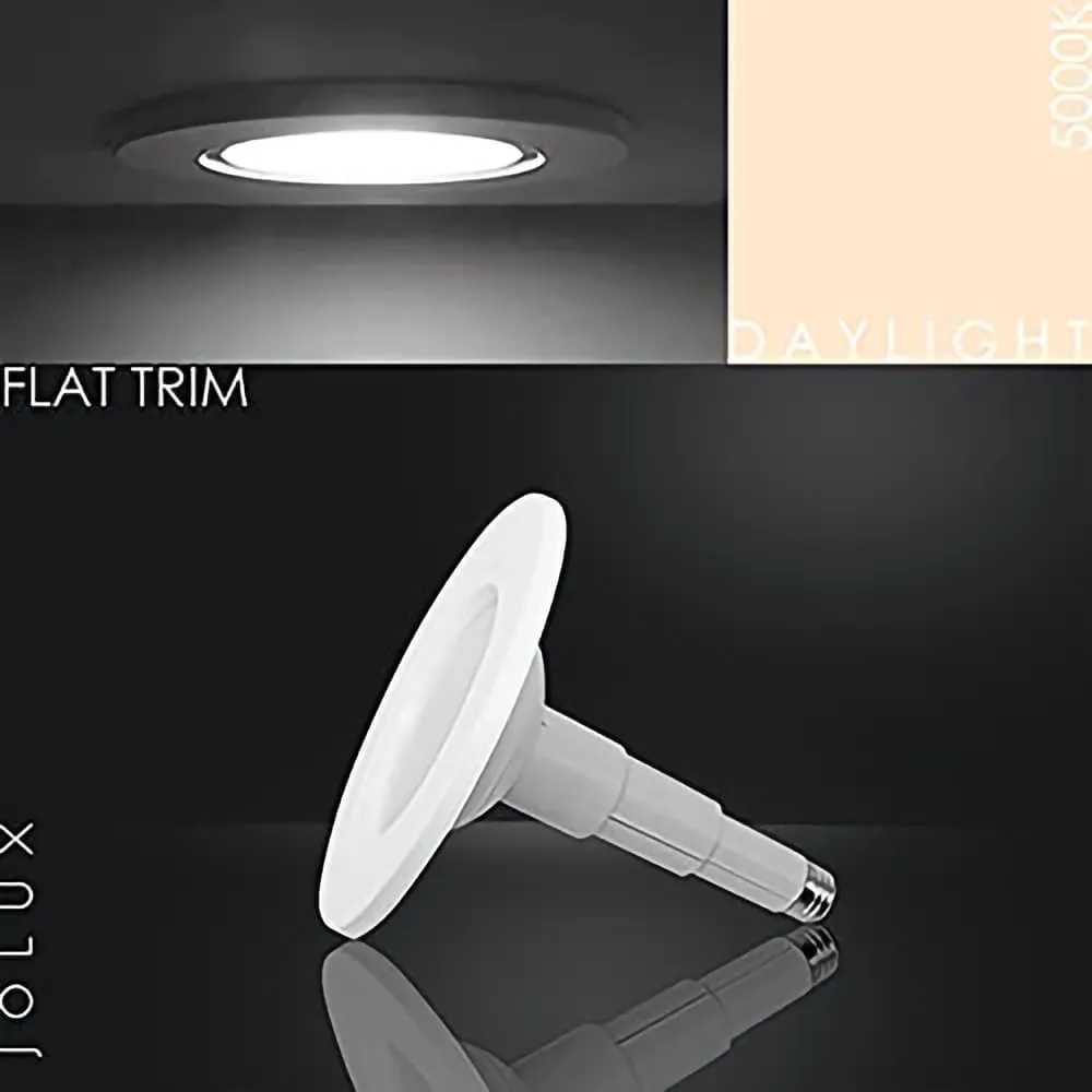 4-Pack 5/6 Inch Retrofit Led Can Lights Adjustable Retrofit Downlight,Recessed Light Flat Trim,8.5W=40W, 650 Lumens 5000K Daylight, Dimmable,ETL Damp Rated, E26 Screw Base,Easy Install.…