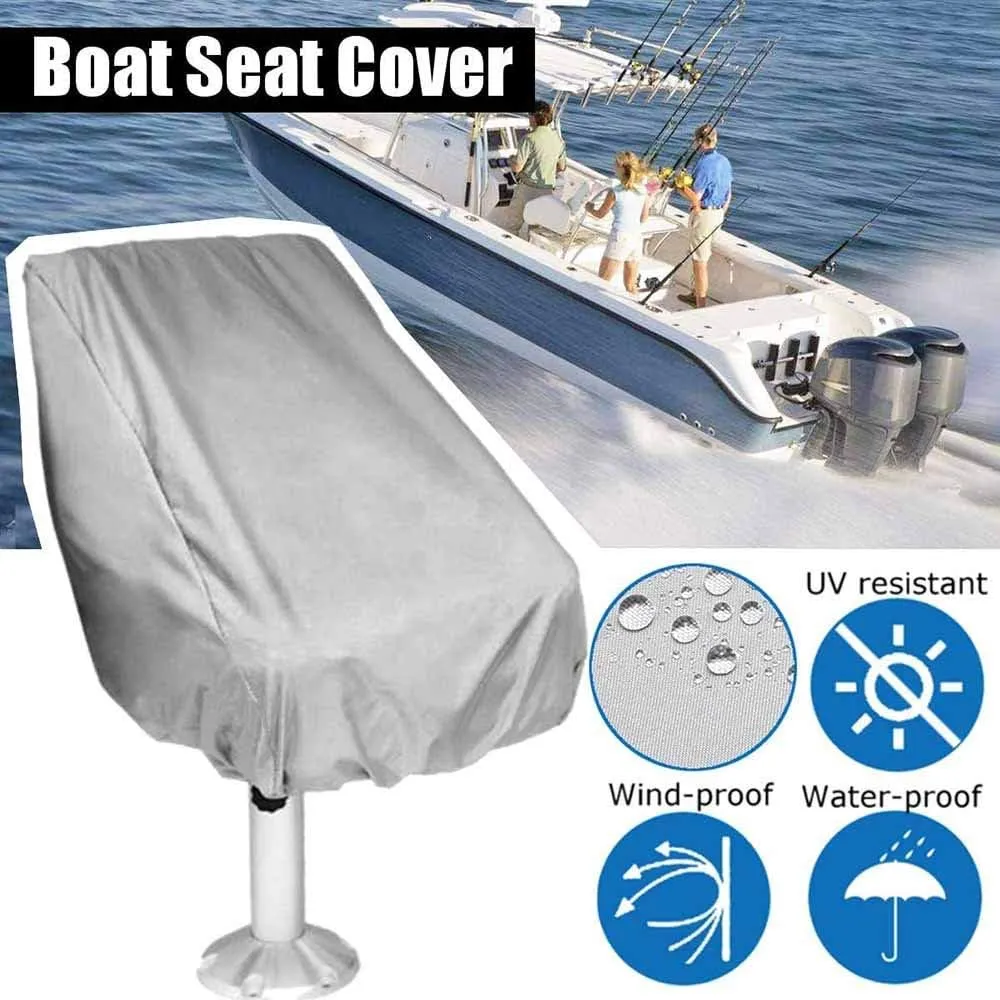 4 Pack Boat Seat Cover, Waterproof Heavy-Duty Weather UV Resistant Pontoon Boat Cover Seats Pedestal 210D Oxford Cloth Helm Chair Protective Covers