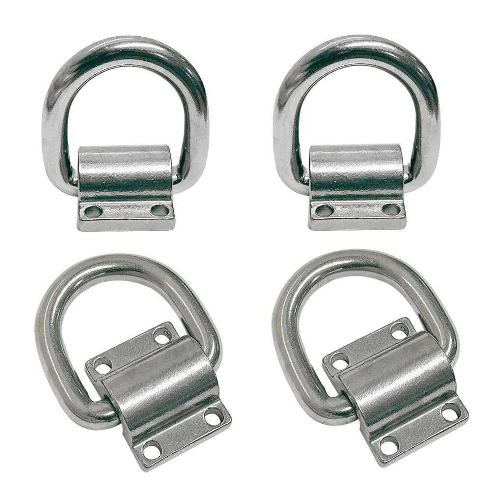 4 Pcs Marine Bolt-On Stainless Steel Lashing Ring D-Ring Anchor Tie Down 5/8"
