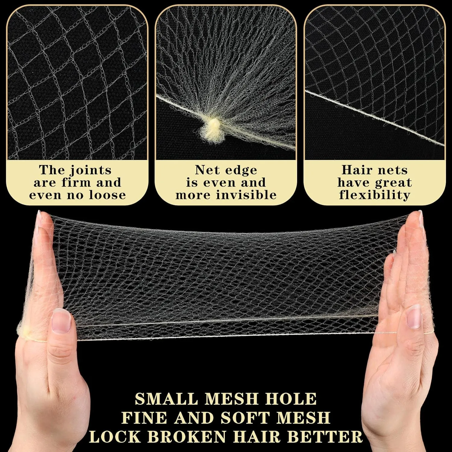 400 Hair Nets for Women, Food Service and Ballet Dance Buns - Invisible Elastic Edge Mesh, 20 Inches (Beige)