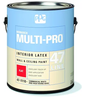 47-1110/01 Latex Paint, High Hide Flat, 1 gal, Multi-Pro, Interior Paint for Rooms, White