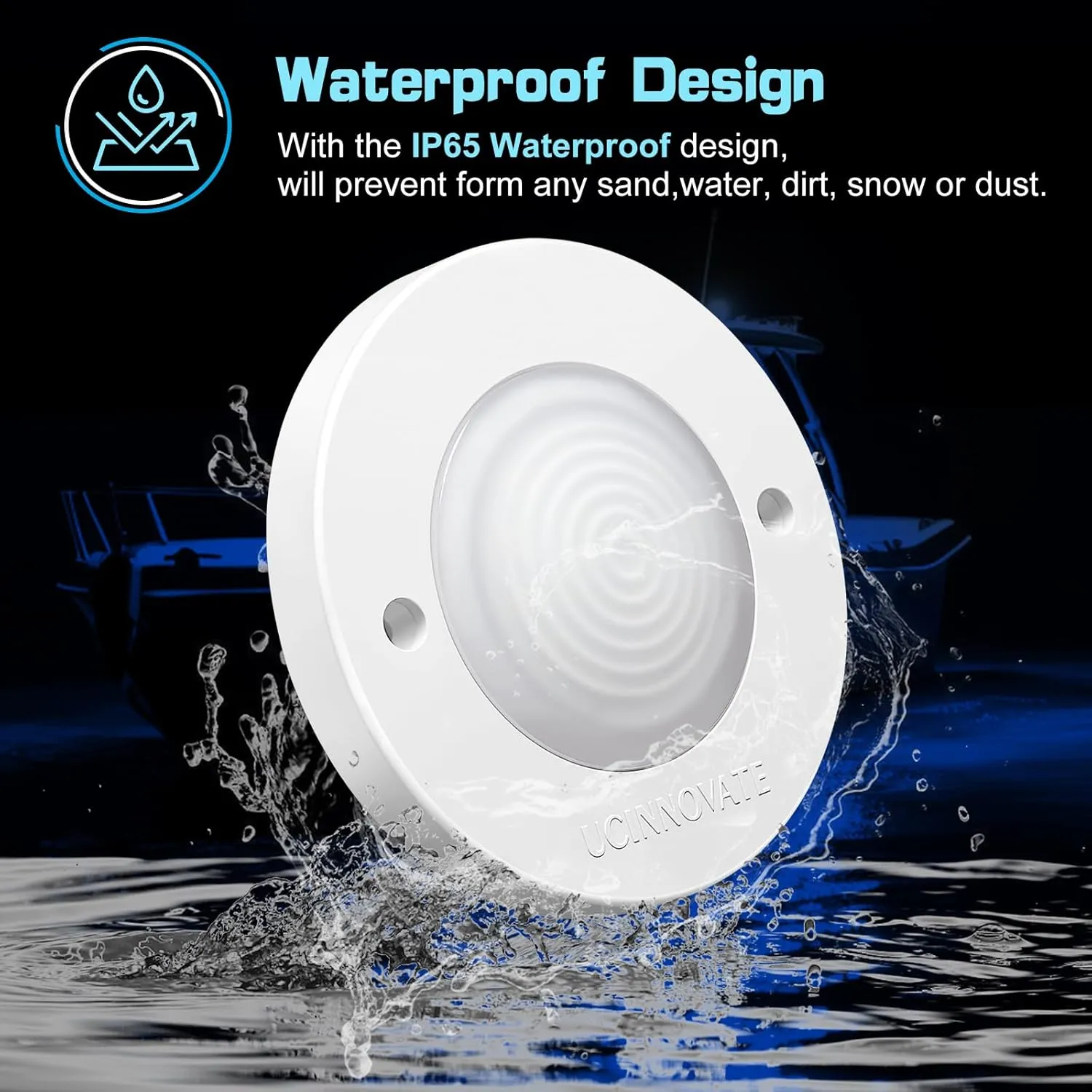 4Pcs 3.15”Round LED Marine Boat Light, 18 LED Boats Deck Courtesy Lights, Boat Interior Light, Transom Mount Lighting, IP65 Waterproof, Boats LED Stern Lights, Night Fishing Lighting, 12-24V, (Blue)