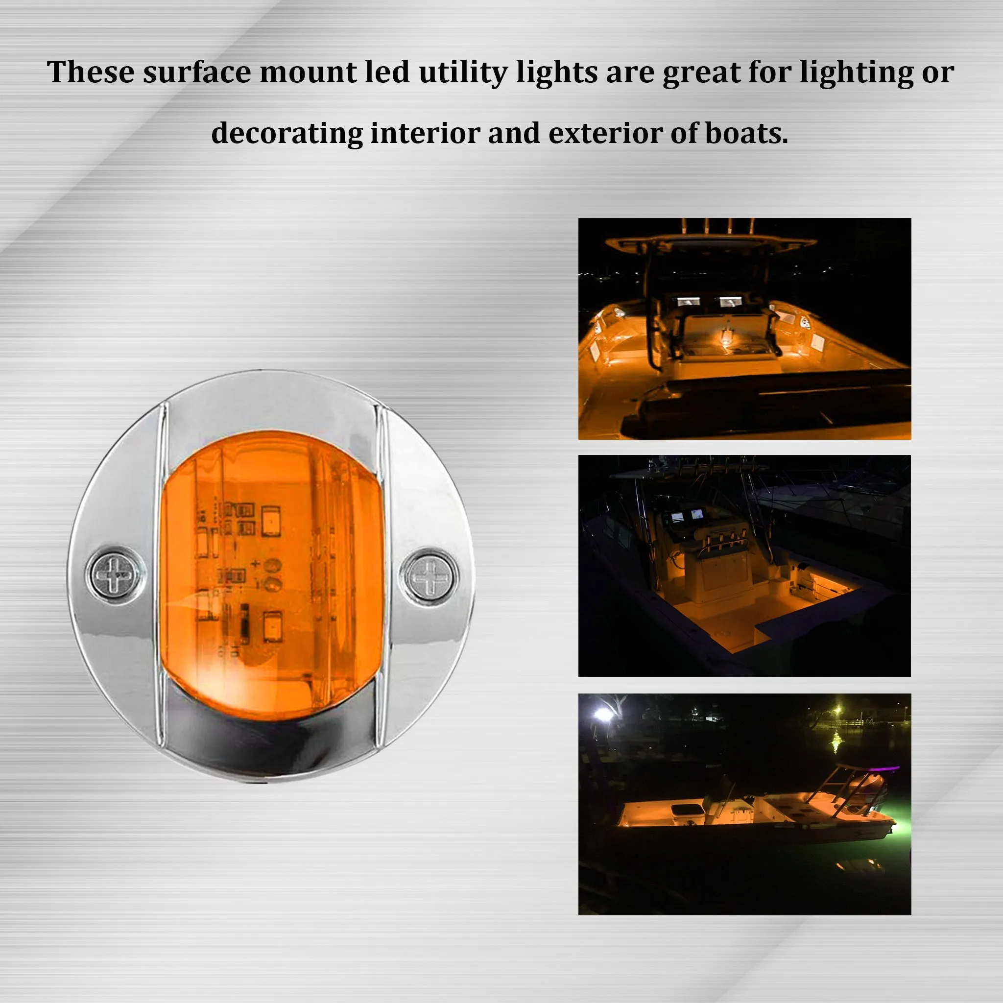 4Pcs Round Amber LED Marine Boat Deck Courtesy Lights