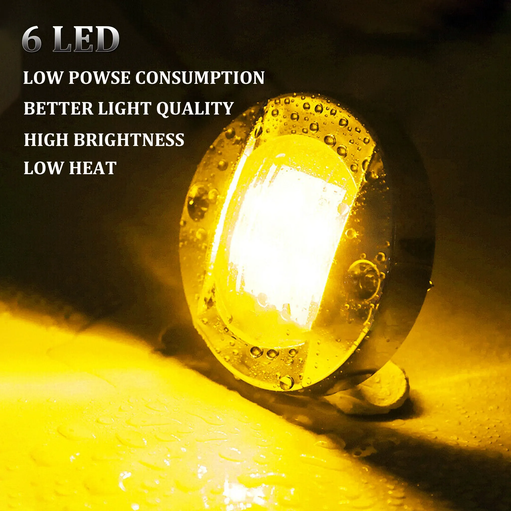 4Pcs Round Amber LED Marine Boat Deck Courtesy Lights
