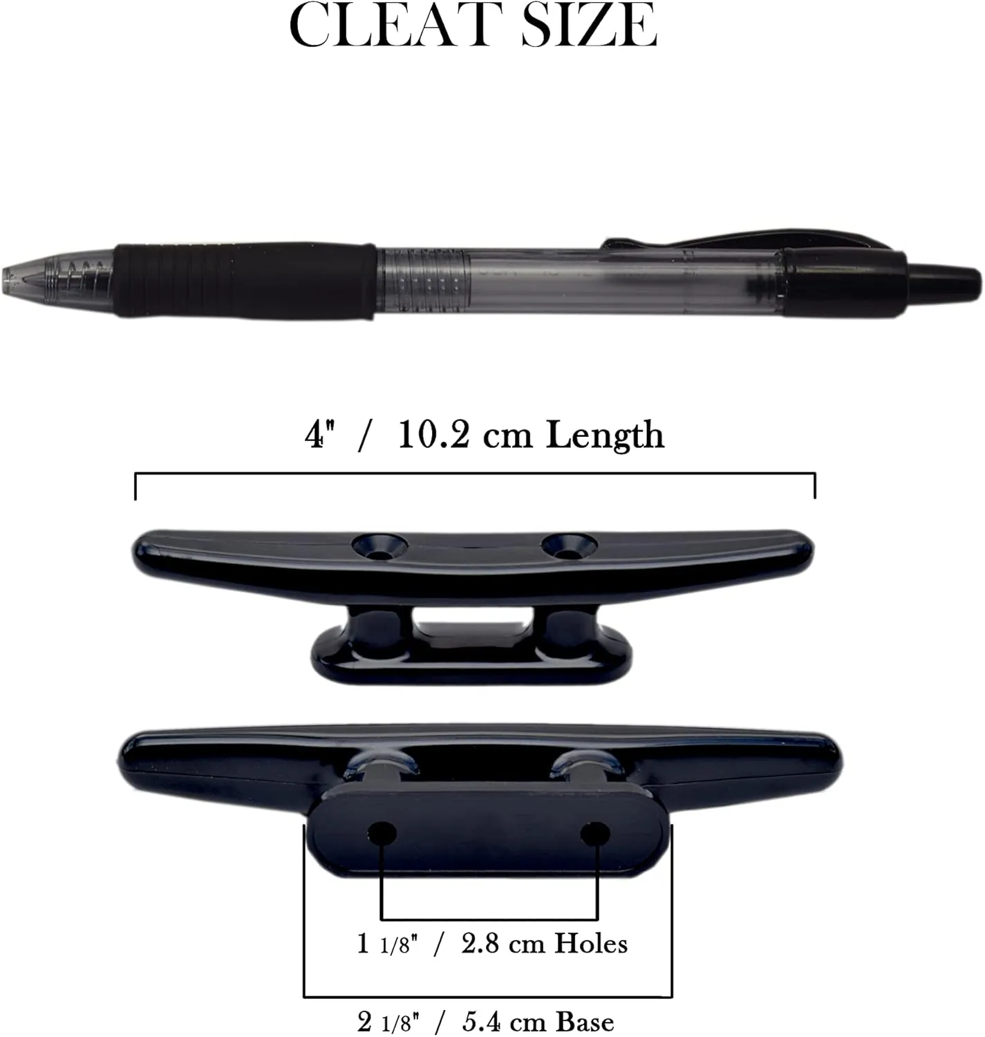 4" Black Nylon Boat Cleat 4 Inch - (2, 5, 10 Pack) - Rope Cleat, Kayak, PWC, Boat Ties, Boat Dock Cleats - Ideal for Marine, Deck, Nautical Decor