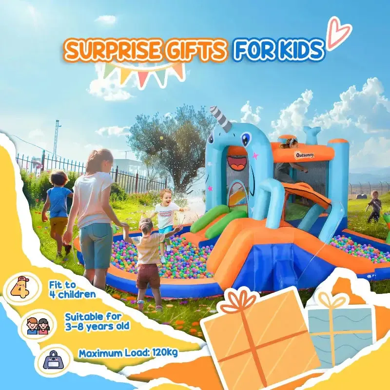5-in-1 Inflatable Water Slide & Narwhal Water Park